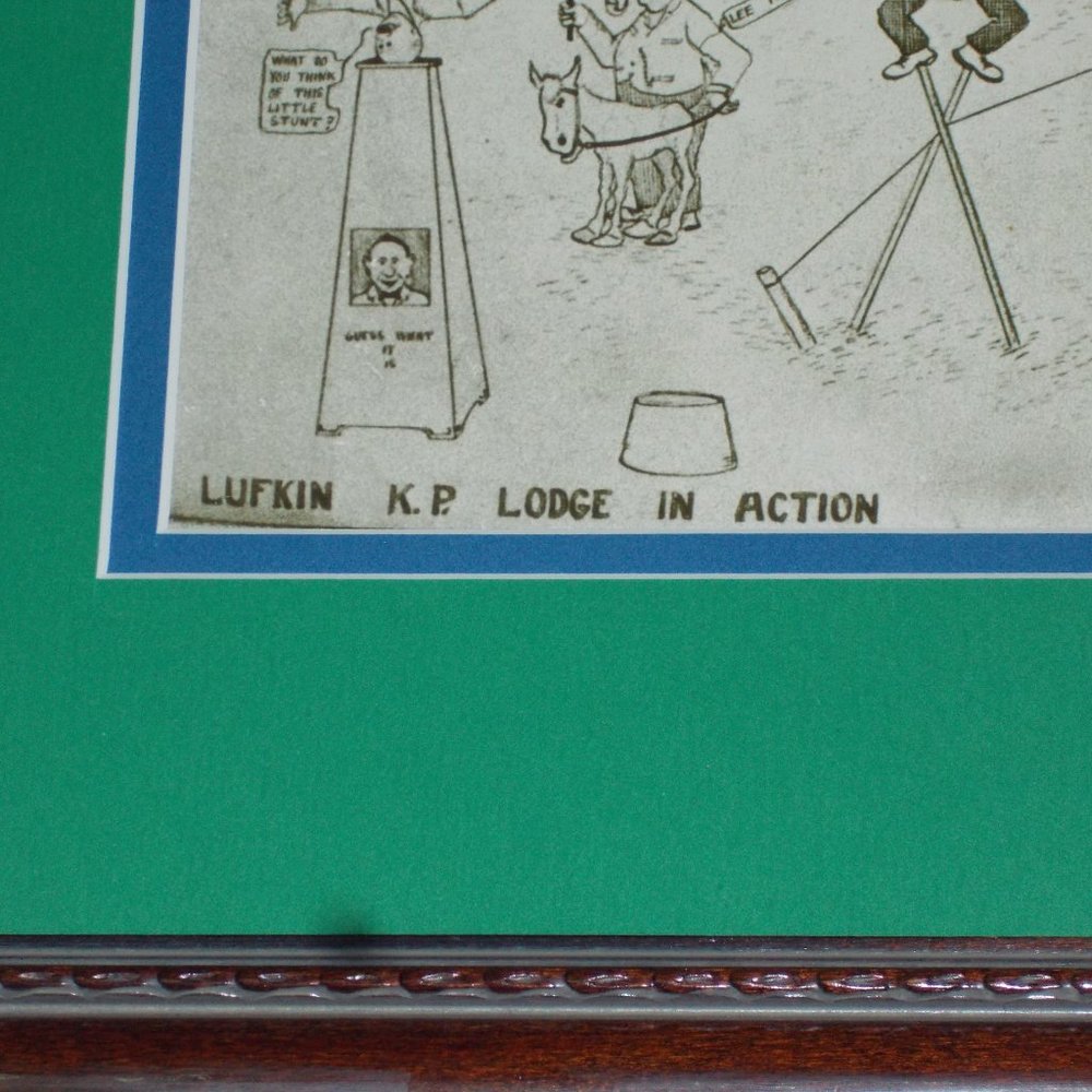 Unique "Lufkin K.P.. Lodge In Action" circus drawing matted & framed, signed - Picture 4 of 5